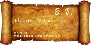 Bénics Vitus névjegykártya